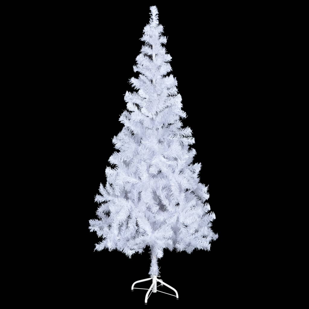 Plastgran vit med LED och julgranskulor 620 grenar 180 cm