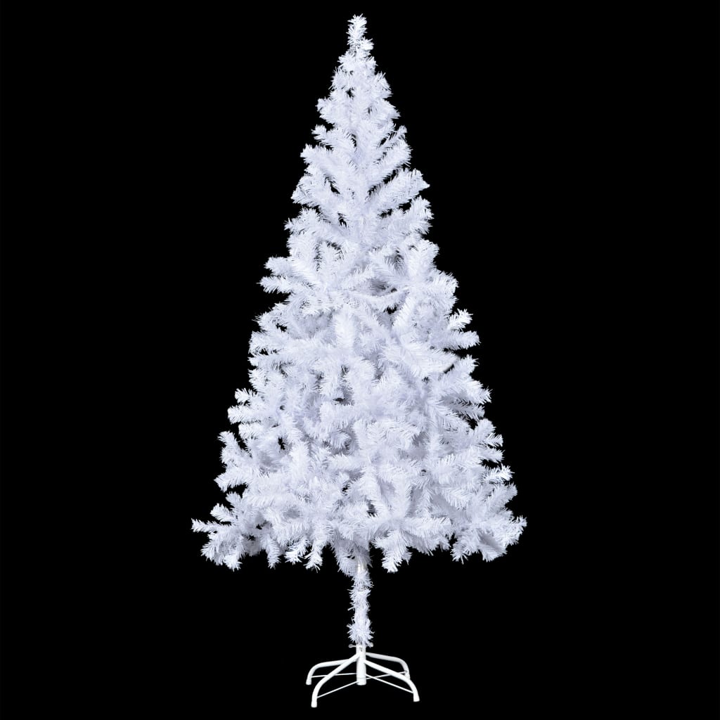 Plastgran vit med LED och julgranskulor 910 grena 210 cm