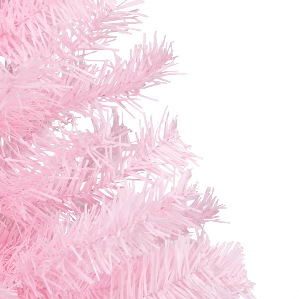 Konstgran med LED och julgranskulor rosa 240 cm