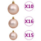 Konstgran med LED och julgranskulor rosa 240 cm