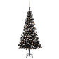 Plastgran med LED och julgranskulor svart 210 cm