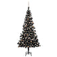 Plastgran med LED och julgranskulor svart 240 cm
