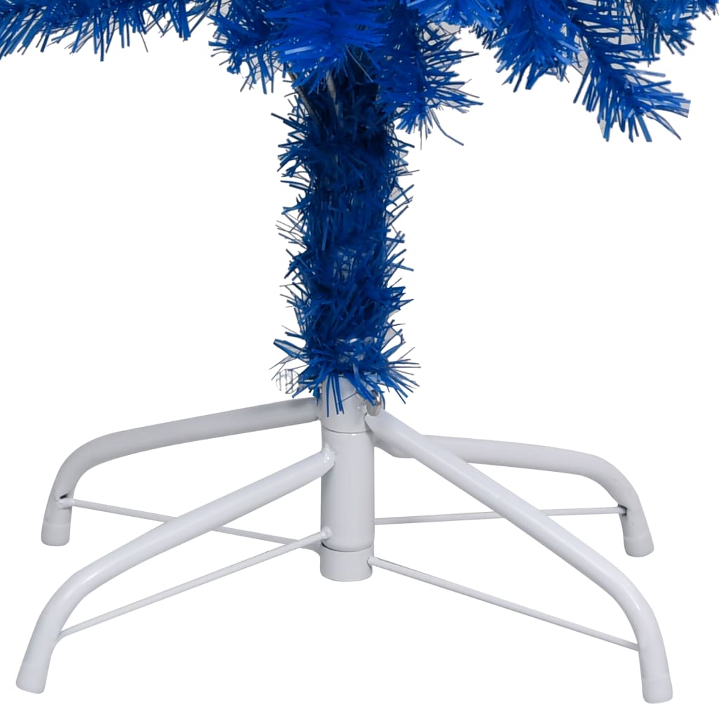 Konstgran med LED och julgranskulor blå 210 cm