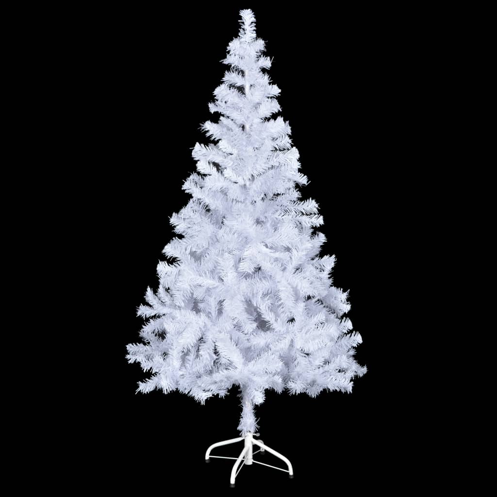 Plastgran vit med LED och julgranskulor 380 grenar 150 cm