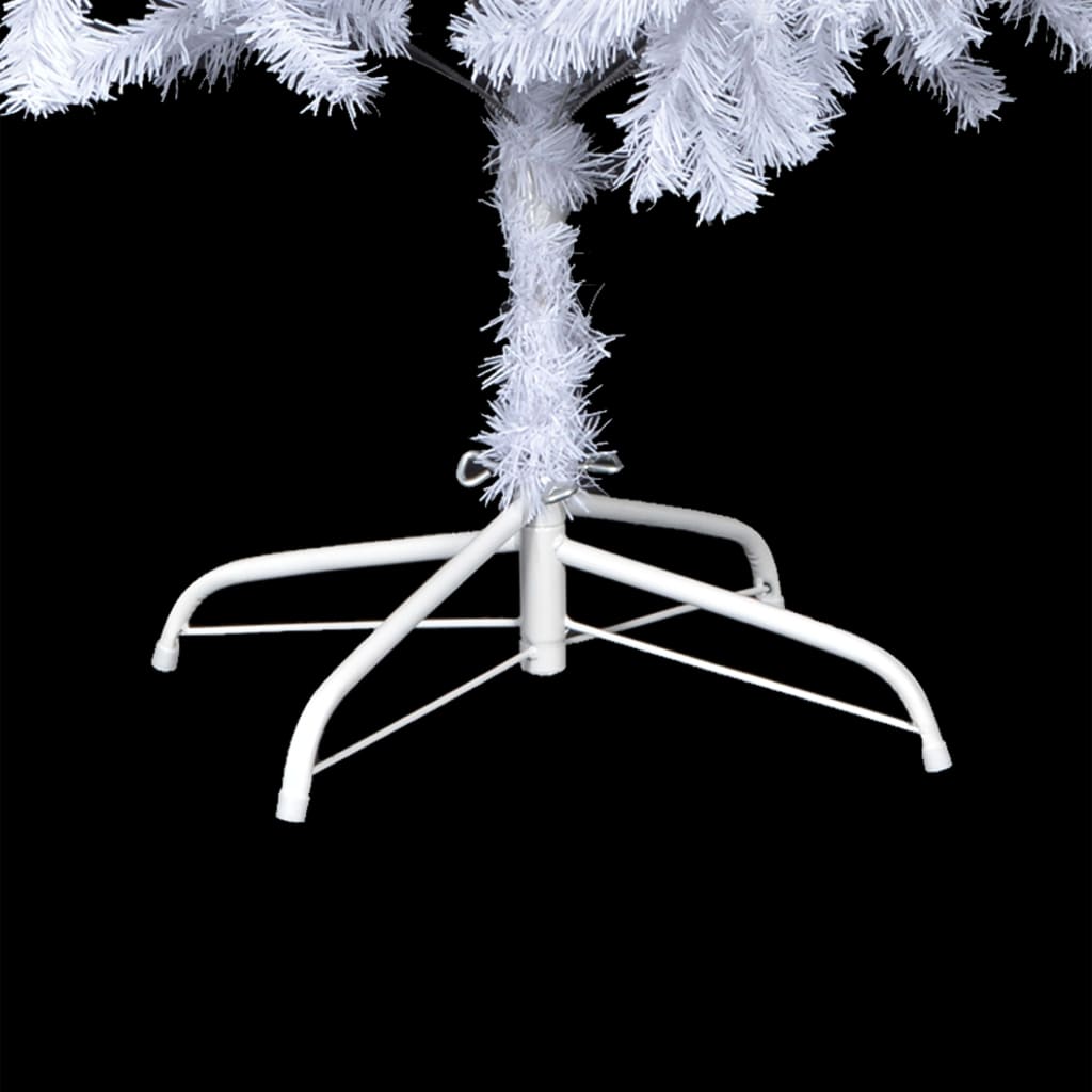 Plastgran vit med LED och julgranskulor 910 grenar 210 cm