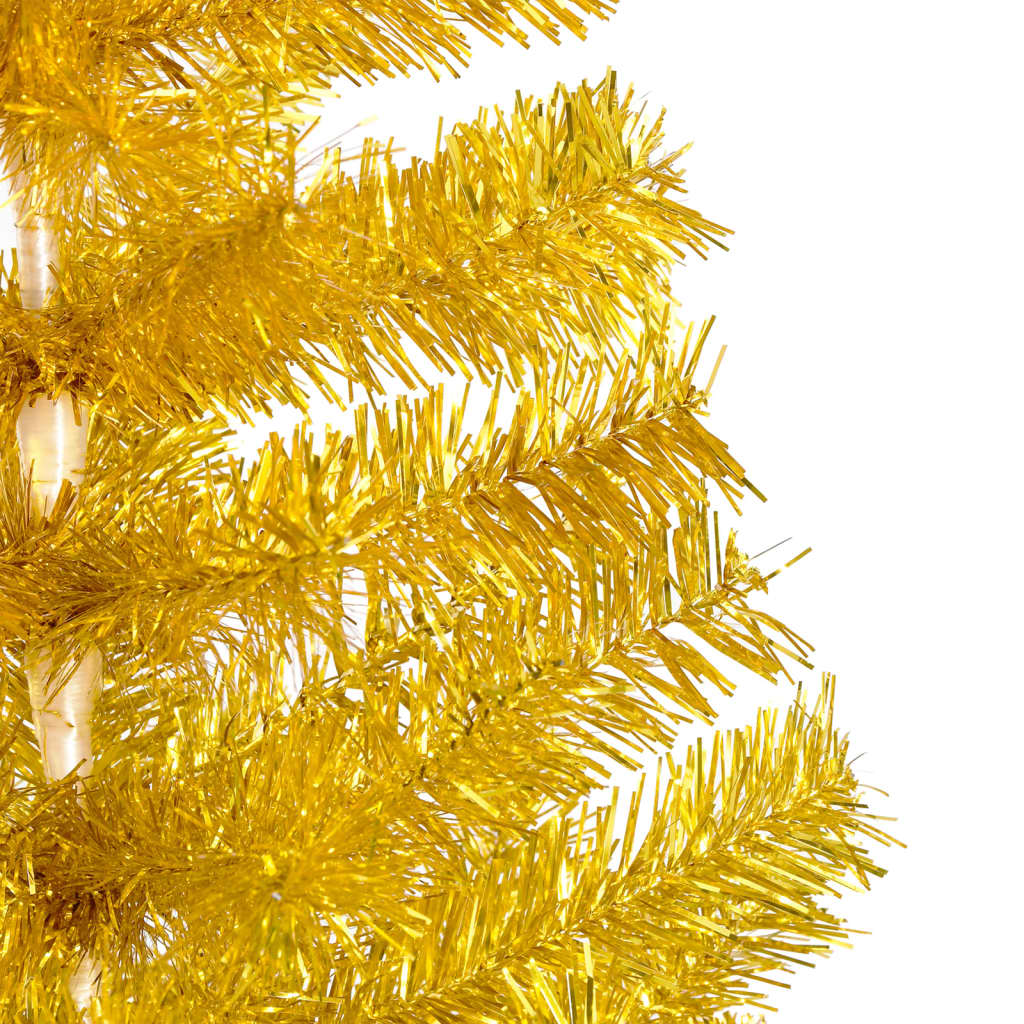 Plastgran med LED och julgranskulor guld 210 cm