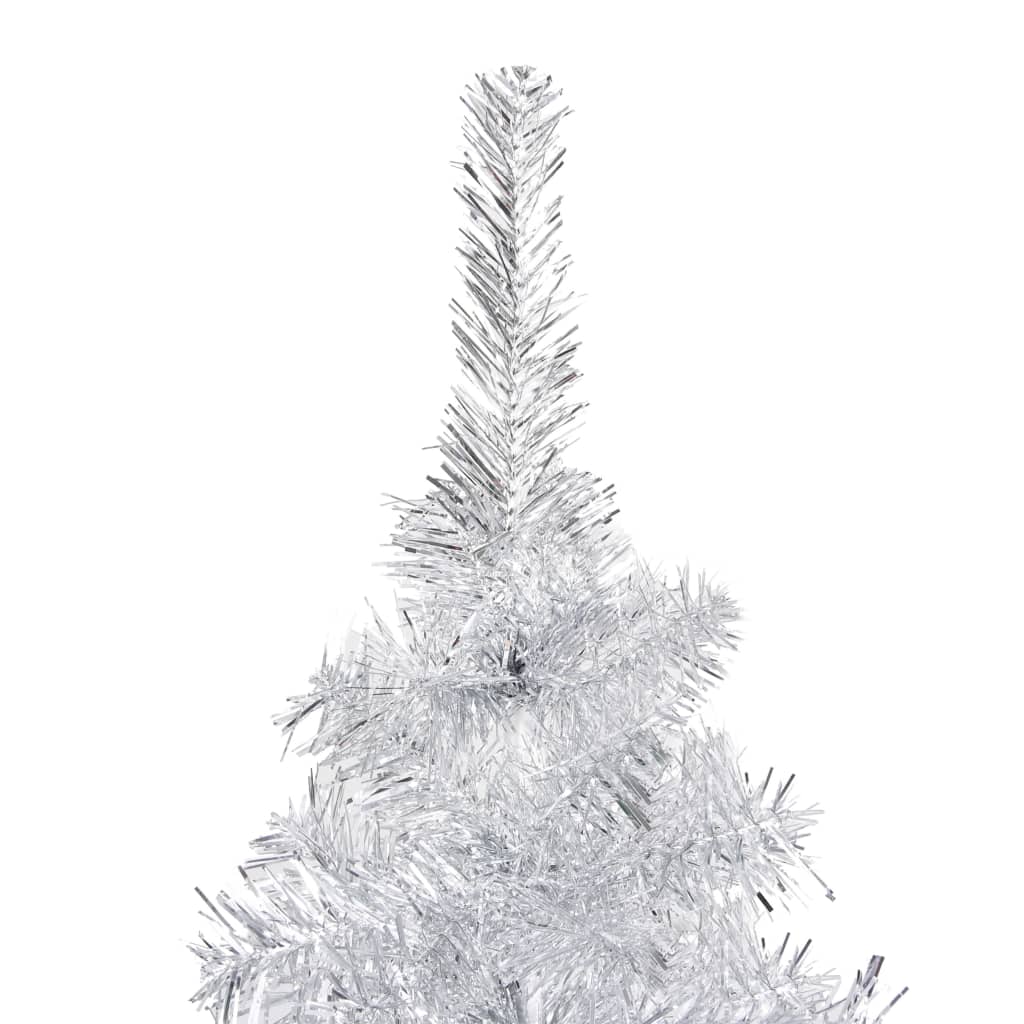 Konstgran med LED och julgranskulor silver 150 cm