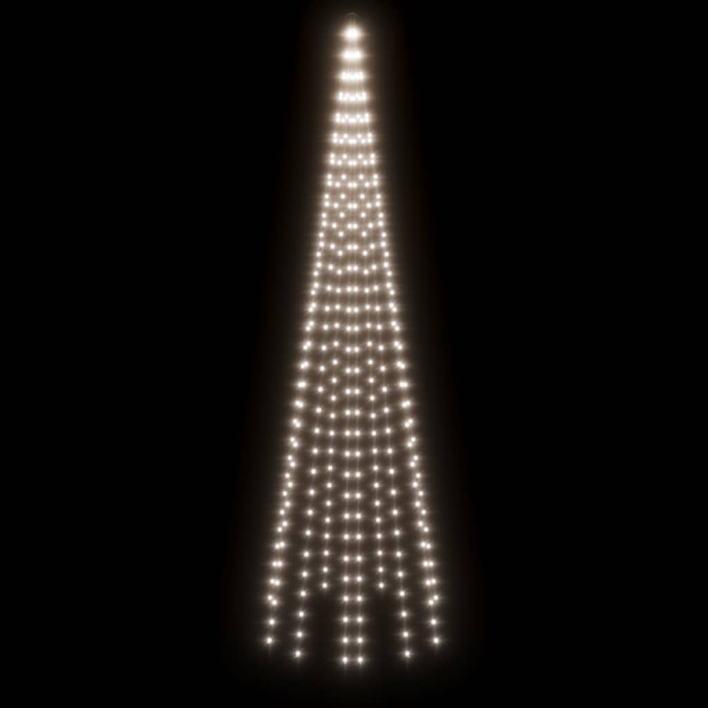 Julgran på flaggstång kallvit 310 LEDs 300 cm