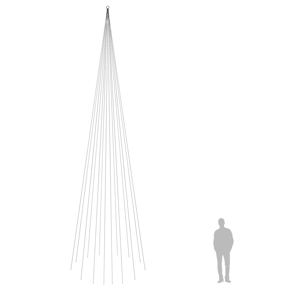 Julgranskon på flaggstång kallvit 1134 LEDs 800 cm